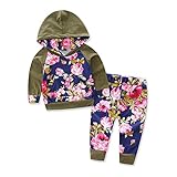 Tovadoo 子供服 女の子 パーカー＋ズボン 二点セット フラワー 花柄 長袖 秋冬 キュート ファッション パーティー 旅行 保育園