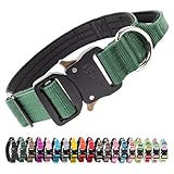 TSPRO プレミアムハンドル付き犬用首輪｜調節可・クイックリリース｜中型～大型犬用 (グリーン M)