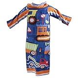 キッズ子供用 恐竜/トラック 袖付き あったか フリース素材 着る毛布 フリースローブ ローブブランケット ボーイズ 男の子 (90cm x 130cm) (トラック)