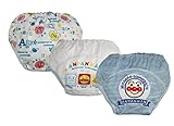 エルフ ベビー(Fairy Baby)ベビー用 春夏用 3層 刺繍 防水 再利用可能 トレーニングパンツ 3枚組(ブルー,100)