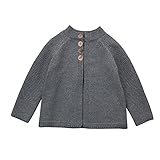 POTOJP 無地 キッズ服 子供 カーディガン ニット製 セーター コート長袖 子供服 女の子 幼児 アウター 春秋冬 防寒 保温 上着 (120, グレイ)