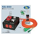 電工ドラム 金属センサードラム(屋内型) ボックスタイプ KS-550 3ｍ 日動工業