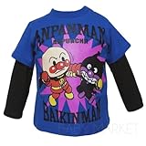 《送料無料！メール便配送》2013年 秋物 アンパンマン　ボクシング柄レイヤード風Ｔシャツ ブルー◇95cm