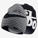NIKE ナイキ キッズ用サイズ ブラックxグレービッグスウィッシュロゴJUST DO ITリバーシブルビーニー ニット帽子 [並行輸入品]