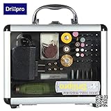 Drillpro ミニルーターセット 電動ハイスピードロータリードリル 研削盤 研磨ツール 可変速 DIY 彫刻 研磨 切削 ケース付き 先端工具 80pcs