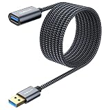 SUNGUY USB 3.0延長ケーブル、3M 延長ケーブル Aオス-Aメス 5Gbps USBメモリ、USBハブ、外付けハードドライブ、キーボード、マウス、プリンター、ウェブカメラ、プレイステーション、Xbox対応 - グレー