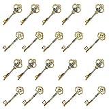 [ST TS] アンティーク調 スケルトンキー 鍵 キー 20個セット チャーム DIY ハンドメイド アクセサリー 飾り レトロ (タイプ２ブロンド)