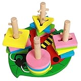 Linshop ファンシーな幾何学的マッチングブロックの3次元ジグソーパズル- 3歳の子供の木のおもちゃ