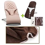 【今治タオルブランケットセットBR】babybjorn（ベビービョルン）バウンサー Bliss オールドローズ（バウンサーカバーブラウンチェック）