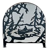 Meydaティファニー28741 Canoe At Lakeアーチ型暖炉スクリーン、30 "幅X 30 "高さ