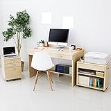 パソコンデスク チェスト ラック 3点セット 幅120cm ライトナチュラル