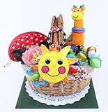 おむつケーキ　ピクニックバスケット　Sassy サッシーベビーケアセット、サンシャイン・ミラー＆Lamaze ストレッチ・ジラフ