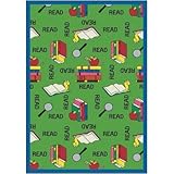 Joy Carpets Kid Essentials Language & Literacy Bookworm Rug, Green, 7'8" x 10'9" [並行輸入品]