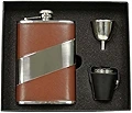 Visol"Nathan" Leather Deluxe Flask Gift Set, 240ml, Brown