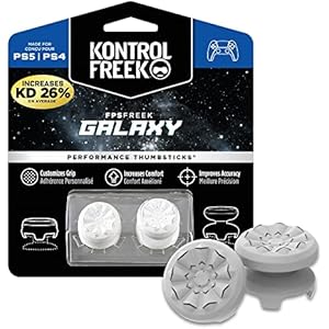 KontrolFreek FPS Freek Galaxy White for Playstation 4 (PS4) and Playstation 5 (PS5) | Performance Thumbsticks | 1 High-Rise, 1 Mid-Rise | White