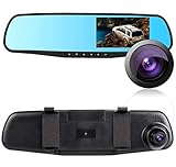 2016 New Tachograph HD 4.3" LCD Dual Lens Video Dash Cam Recorder Car Camera DVR 3 In 1 Rearview Mir