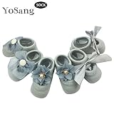 （ヨサン）Yosang 「0-3歳」3足セット　薄手　可愛い子供ソックス　女児 ベビー　お姫様 リボン付 蝶結び 新生児ソックス キッズ　女の子　フリル　子供用　足底滑り止め付き　出産お祝い　誕生日　