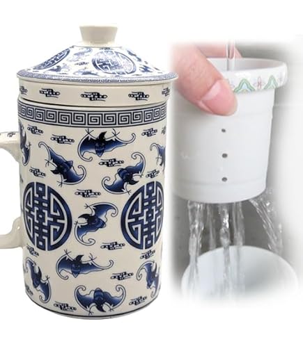 Amazon.co.jp: Mikinona 青白磁陶器ティーカップセット 蓋付き装飾茶碗
