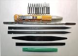 18 Piece Tool Kit: 12 Tip Mini Screwdriver + 6 Spudgers with Torx Pentalobe 5 Star TS1 TS4 Phillips 