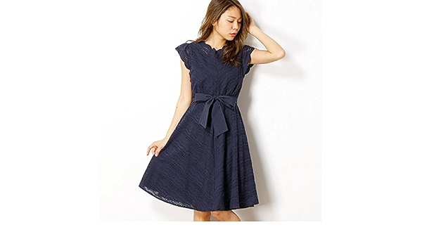 Amazon Co Jp レッセパッセ Laisse Passe コットンレースワンピース 85ネイビーブルー 038 M 服 ファッション小物