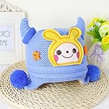 防寒 ニット帽子 女の子 男の子 可愛い 防寒帽子 ボンボン付き 2017新製品 blue