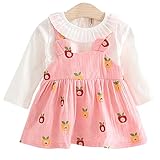 YY-Natuhi ベビー服 子供服 女の子 シャツ ワンピース 二点セット サロペット スカート キッズ服 新生児 秋冬 長袖 スーツ ブラウス トップス かわいい 入園式 結婚式 リンゴ柄 (80
