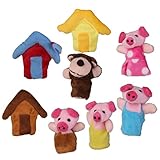 8pcs Family Finger Puppets three Little Pigsベビーベッドストーリー教育玩具