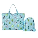 キルティング レッスンバッグ 巾着袋つき フォレストフレンズ サックス