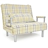 ソファベッド 簡易ベッド 14段階リクライニング機能付き クッション付属 スチール製 「 コンフォール 」 コンパクトサイズ チェックベージュ色