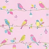 Brewster 443-90501 Social Birdie Pink Quilted Birds Wallpaper, Pink [並行輸入品]