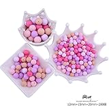 Mamimami Home 歯固め シリコーン製　ビーズ　12－15-20 mm ピンクシリーズ　200個 噛がため　丸ビーズ　ネックレス　おしゃぶりホルダー　DIY 材料パッケージ [プラスチックボ