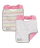 Baby Bib Set of 2 - Pink Hearts on Pink Minky by Polka Dot Moon