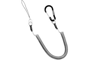 karui カールコードストラップ コイルストラップ 伸びる カラビナ スマホ 携帯 定期 落下・盗難・紛失防止 (グレー2個セット)