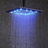 dzt1968ステンレススチール降雨シャワーヘッド12インチ正方形バスルームLEDシャワーヘッド