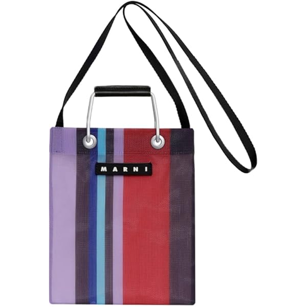 ■新品■ MARNI マーケッストライプ　ミニ　ショルダー　バッグ パープル パープル マルニ ストライプ ミニ ショルダーバッグ MARNI 新品