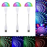 USB ミニディスコライト フレキシブルエクステンダー付き 3パック サウンドアクティベートパーティー DJ ボールステージライト - マルチカラー LED 車 自動 マジックストロボ クリスマス プール カラオケ用 (ホワイト)