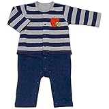 2017年 秋冬 はらぺこあおむし パイル起毛 ボーダー カバーオール THE WORLD OF ERIC CARLE 上グレー-下ネイビー◇80cm