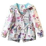 キッズベビー幼児女の子Spring Fall Cartoonトレンチコート風フード付きジャケット カラー: ホワイト