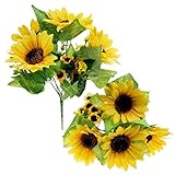 Bilipala人工ひまわり花ブーケ、ホームデコレーション、結婚式装飾、2 Bunches