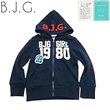 B.J.G(BIJOUX GIRL/ビジュー ガール) 裏毛「1980」長袖パーカー・ネイビー【100～160センチ】 【1603】【C】 120 ネイビー
