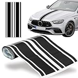 Cospys ボンネット 車 ステッカー ストライプ カーステッカー ボディ シール 車用ステッカー デカール 8x180cm (ブラック, 8x180cm)