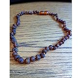 Baby Baltic Amber Teething Necklace - Raw Baroque - Dark Cognac by Baltic Amber Teething Necklaces