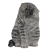 ガーデン オーナメント オブジェ 国華園 顔を洗うねこ・あられ 1個 かわいい リアル ポリ樹脂製 猫 置物 庭 ガーデニング 女性 プレゼント