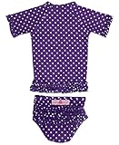Rufflebutts ラッフルバッツ キュートなドット柄のフリフリ ラッシュガード 水着（グレープパープル） (18カ月～24カ月（80cm）) [並行輸入品]