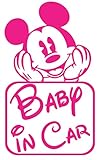 ベイビー イン カー ステッカーbaby in car ミッキー /車用/シール/ Vinyl//ステッカー/mk02 (シクラメン)