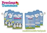 6 Ounce Portable Reusable Resealable and Refillable Food Pouch for Baby Food By Precious Tummies. Gr