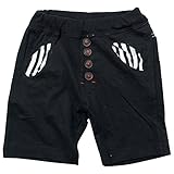 《春夏対応》 nico hrat(ニコフラート) 製品洗い加工済み 42/2天竺ストライプハーフパンツ 120cm/BK NO.B-271003