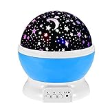照明ランプ、回転コスモスStarry Night Moon Starプロジェクタ4 LEDビーズ360度プロジェクタ子供ベッドルームランプ ブルー