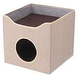 不二貿易 ペットハウス ペットベッド 幅40×奥行40×高さ37.5cm ベージュ 犬 猫 ルーフベッド付き 53718 小型