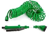 Coiled Garden Hose ? Quick Connect ? Kink Free ? Extends to 50 Ft ? Watering Five Nozzle Sprayer [並行
